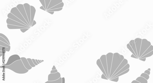 Hand drawn vector illustrations - seamless pattern of seashells. Marine background. Collection of shells