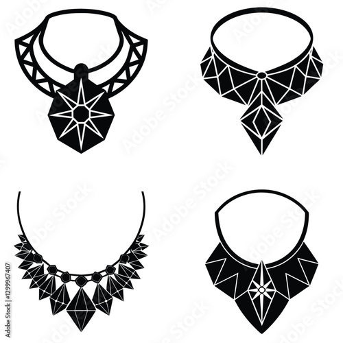 Gemstone Choker silhouette vector