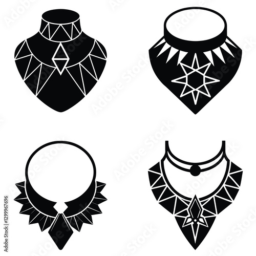 Gemstone Choker silhouette vector