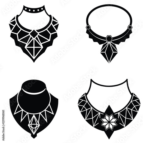 Gemstone Choker silhouette vector