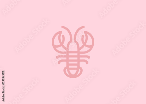 Line Art Lobster Logo – A minimalist lobster design using flowing lines, representing resilience and oceanic power.