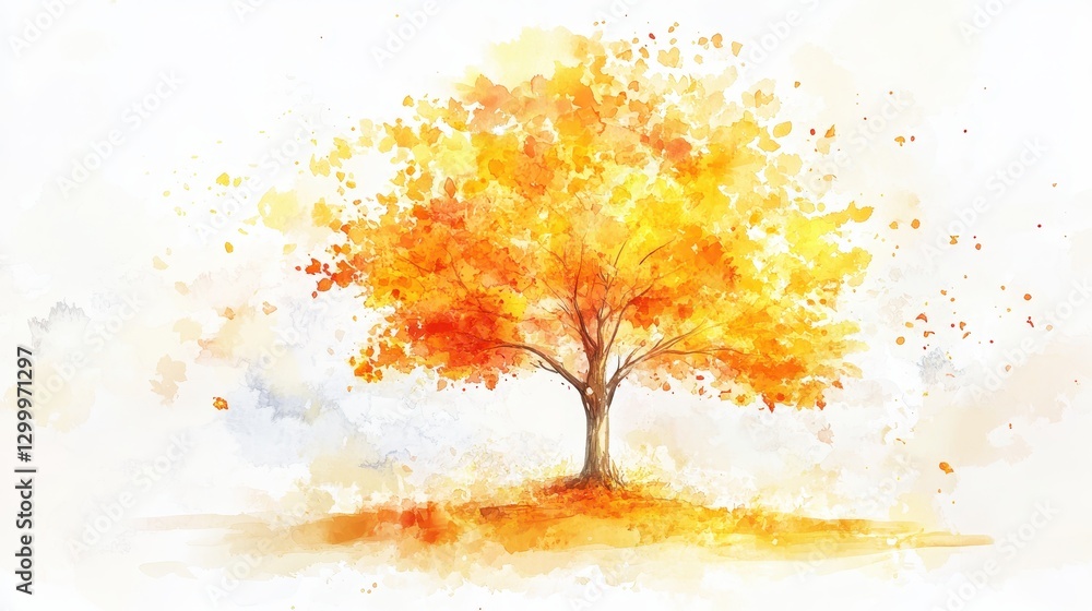 Watercolor hand drawn of autumn trees,red maple tree on white background,hand drawn watercolor vector illustration,Autumn forest path,red orange foliage in fall forest. Watercolor hand drawn of autumn trees,red maple tree on white background,hand drawn watercolor vector illustration,Autumn forest path,red orange foliage in fall forest.
