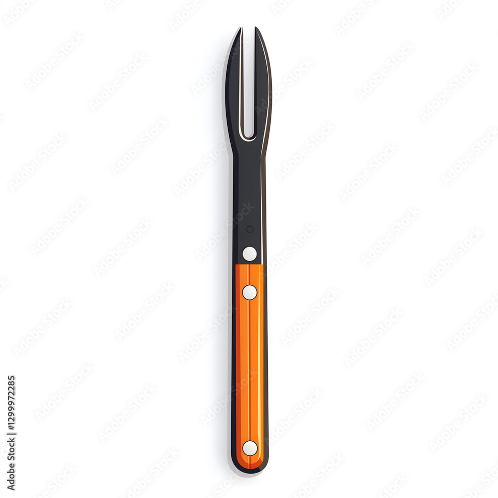 Ergonomic Black Handle Fork: Modern Stainless Steel Kitchen Utensil with Orange Accents for Professional and Everyday Use Ergonomic Black Handle Fork: Modern Stainless Steel Kitchen Utensil with Orange Accents for Professional and Everyday Use