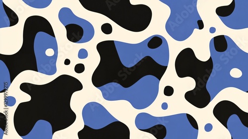 Dynamic Abstract Art with Deep Blue Tones Light Shades and Angular Black Polygons