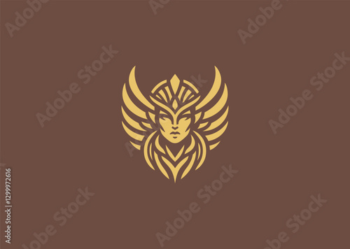 Valkyrie Logo – A fierce and majestic Valkyrie, symbolizing courage, honor, and Norse mythology.