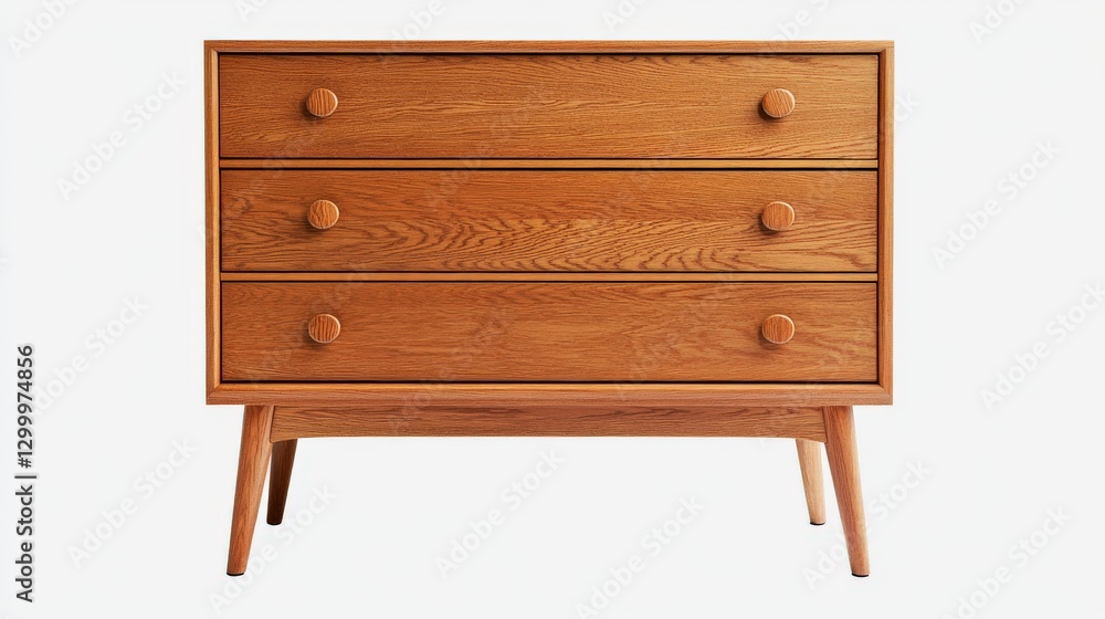 Champagne chest of drawers in Japandi style isolated on white background Champagne chest of drawers in Japandi style isolated on white background