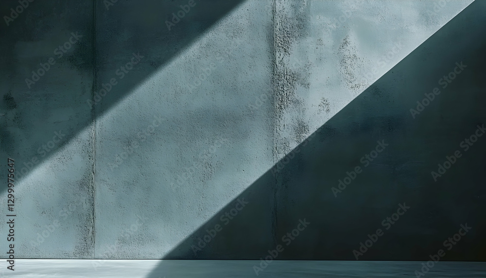 Dramatic diagonal shadows cast on a textured teal concrete wall, creating a modern, minimalist backdrop ideal for design projects. Dramatic diagonal shadows cast on a textured teal concrete wall, creating a modern, minimalist backdrop ideal for design projects.