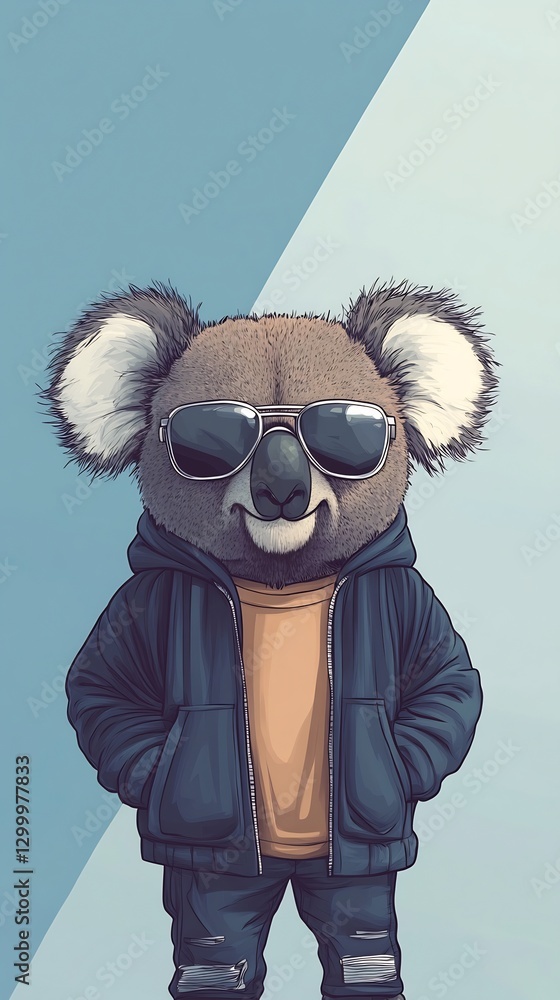 Fototapeta premium Koala in windbreaker urban style
