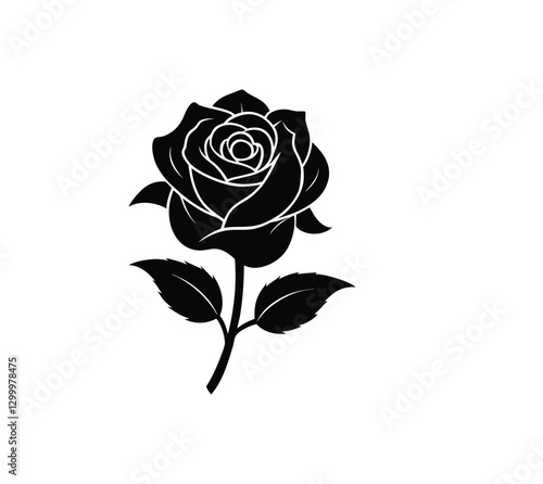 Wallpaper Mural rose silhouette isolated on white background Torontodigital.ca