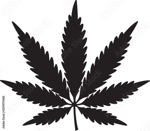 Cannabis or marijuana hemp leaf  silhouette vector icon logo illustration