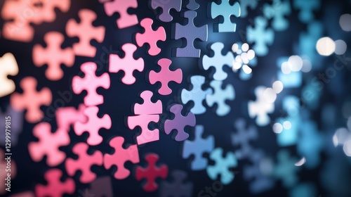 Colorful puzzle pieces forming the silhouettes of people, illustrating the concept of teamwork and how each member contributes to the bigger picture.