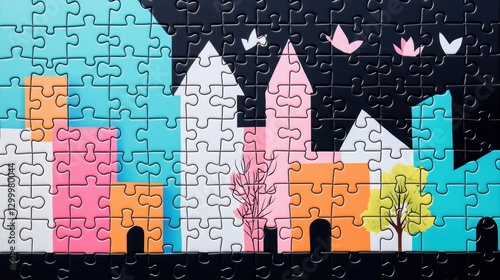 A colorful jigsaw puzzle with each piece representing a different culture, symbolizing the importance of cultural diversity and inclusion.