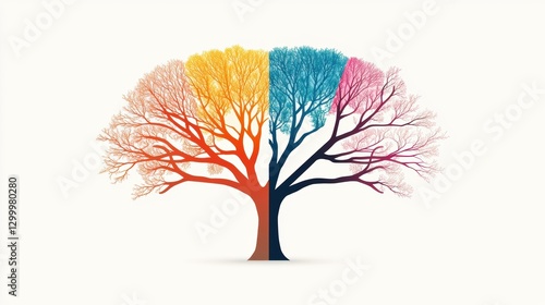 A mind map with colorful branches and keywords connecting to silhouettes of individuals, representing the flow of ideas and collaborative brainstorming.