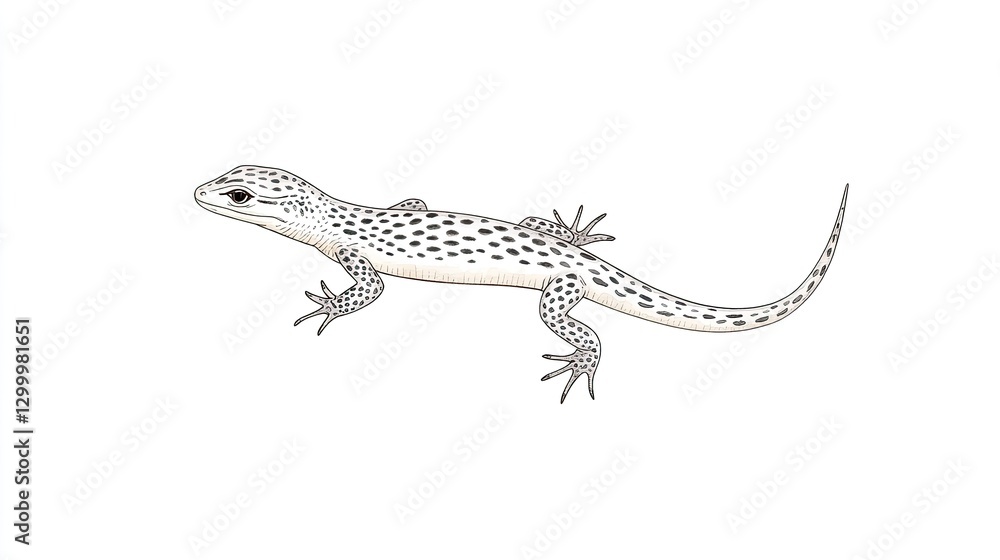 Detailed illustration of a lizard with distinctive spots, showcasing its anatomy and posture Detailed illustration of a lizard with distinctive spots, showcasing its anatomy and posture