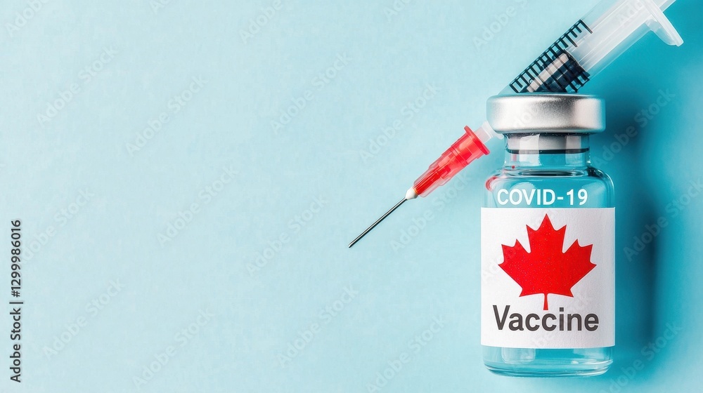 COVID-19 Vaccine Syringe and Bottle with Canadian Flag Symbol COVID-19 Vaccine Syringe and Bottle with Canadian Flag Symbol