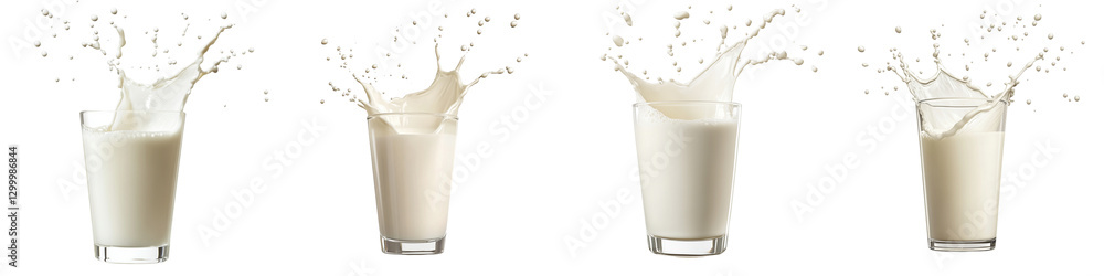 set of Fresh milk drops are falling from the glass, the drops are floating in the air, milk is rolling from the glass, the drops are floating in the air, falling, on a transparent backgrounds set of Fresh milk drops are falling from the glass, the drops are floating in the air, milk is rolling from the glass, the drops are floating in the air, falling, on a transparent backgrounds