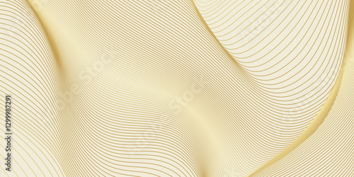 Abstract luxury background with gold wavy curve lines pattern (guilloche curves) in premium colors. Elegant vector golden diagonal striped texture template for banner, business card, headline backdrop