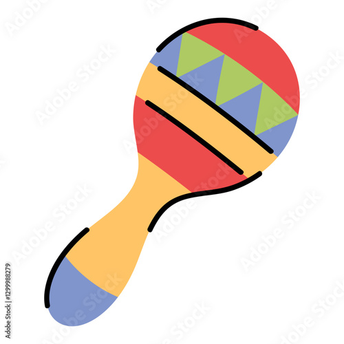 Colorful Handheld Musical Instrument with Geometric Patterns