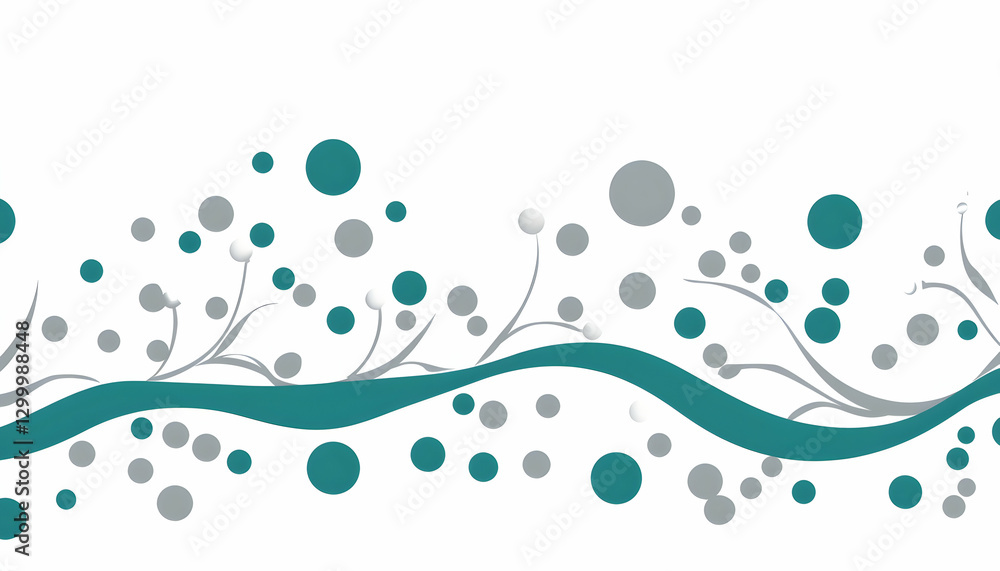 Elegant teal and gray abstract floral design with wavy line, perfect for backgrounds, invitations, or website headers. Elegant teal and gray abstract floral design with wavy line, perfect for backgrounds, invitations, or website headers.