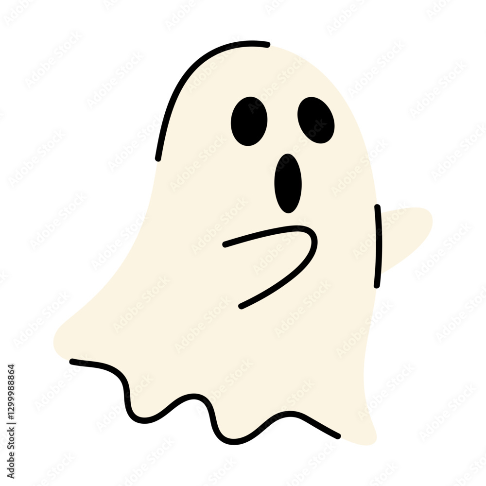Cute Cartoon Ghost with Surprised Expression Cute Cartoon Ghost with Surprised Expression