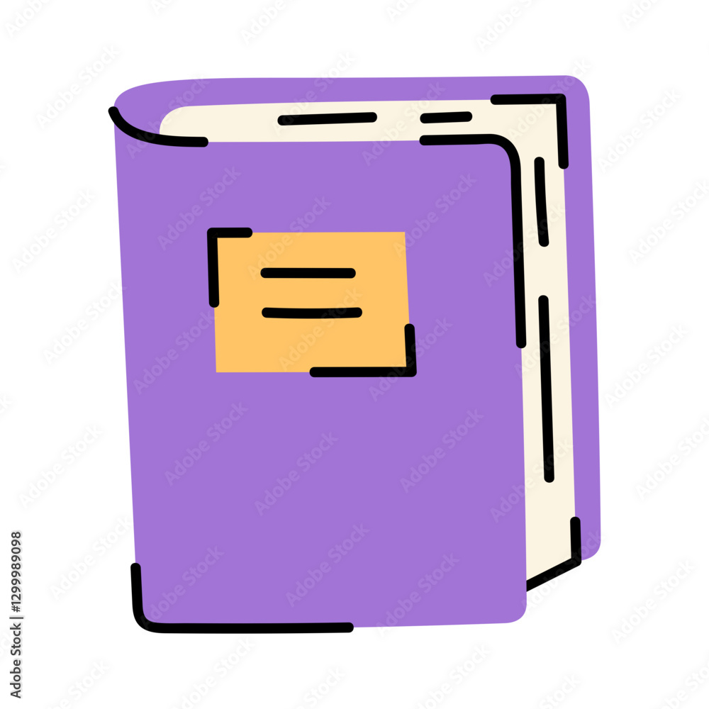 Cute Purple Book with Label Illustration Cute Purple Book with Label Illustration