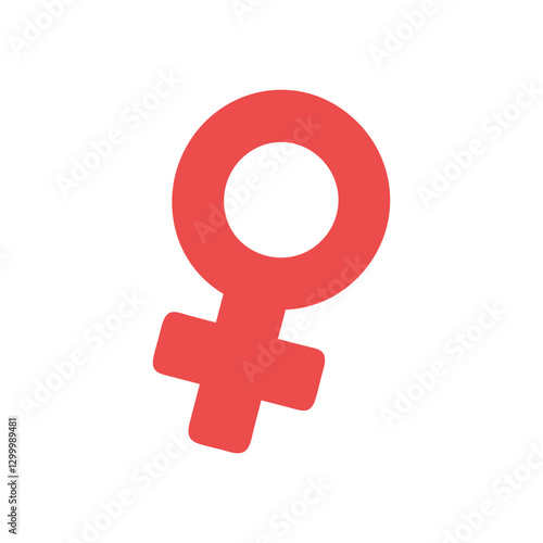 Simple Female Gender Symbol in Bold Red Color