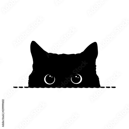 Peeking Black Cat – Cute and Playful Kitty Design