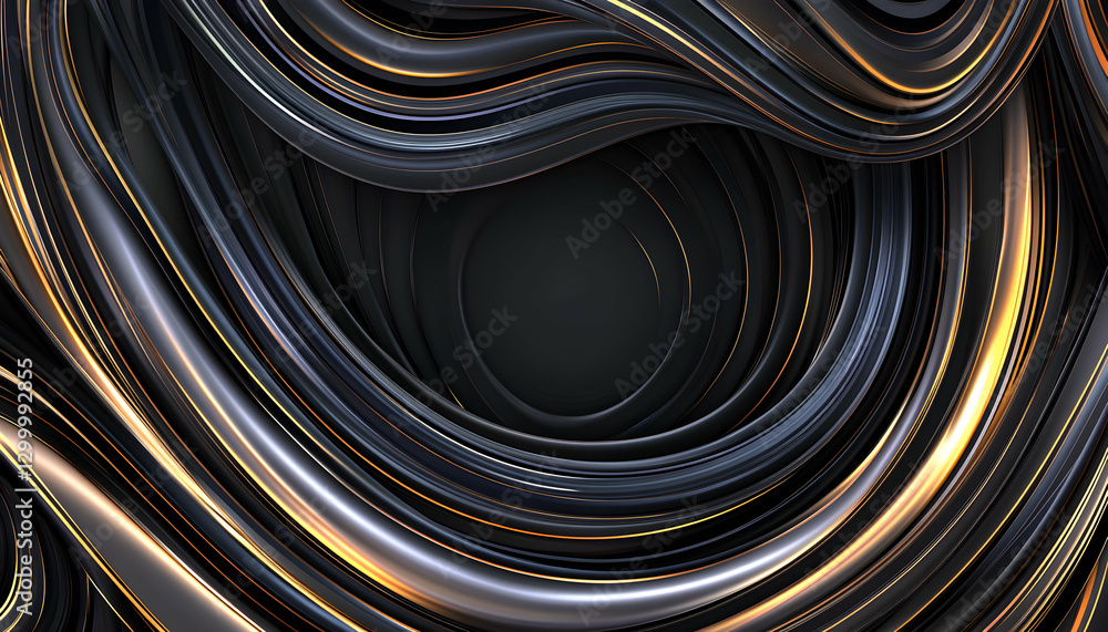 Abstract swirling dark metallic and gold design, elegant background texture with luxurious feel. Perfect for modern presentations or website banners. Abstract swirling dark metallic and gold design, elegant background texture with luxurious feel. Perfect for modern presentations or website banners.