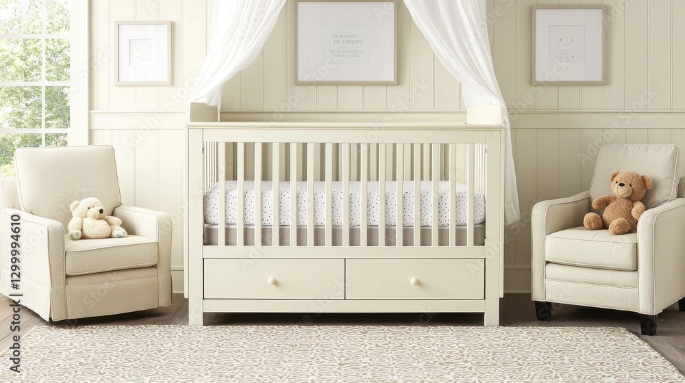 Cozy Nursery with Crib and Plush Toys for a Sweet Baby Room Cozy Nursery with Crib and Plush Toys for a Sweet Baby Room