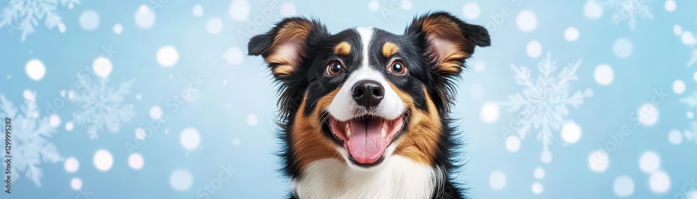Happy Dog in Snowy Winter Setting Happy Dog in Snowy Winter Setting