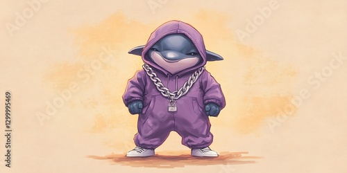 dolphin female human body lavender tracksuit streetwear