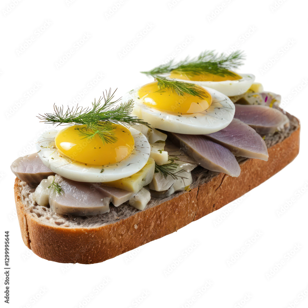 A Danish smørrebrød isolated on white or transparency background A Danish smørrebrød isolated on white or transparency background