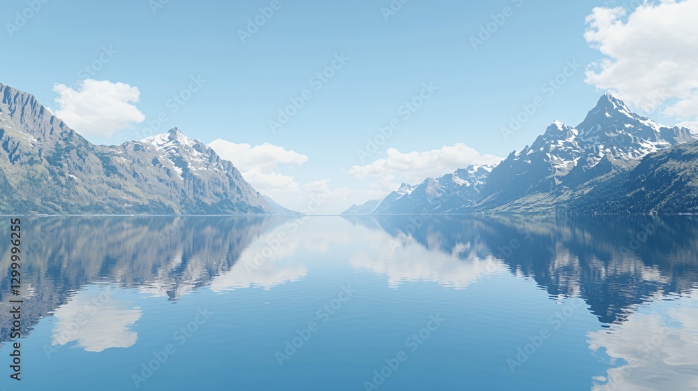 Serene Mountain Lake Reflection Under a Clear Blue Sky Serene Mountain Lake Reflection Under a Clear Blue Sky