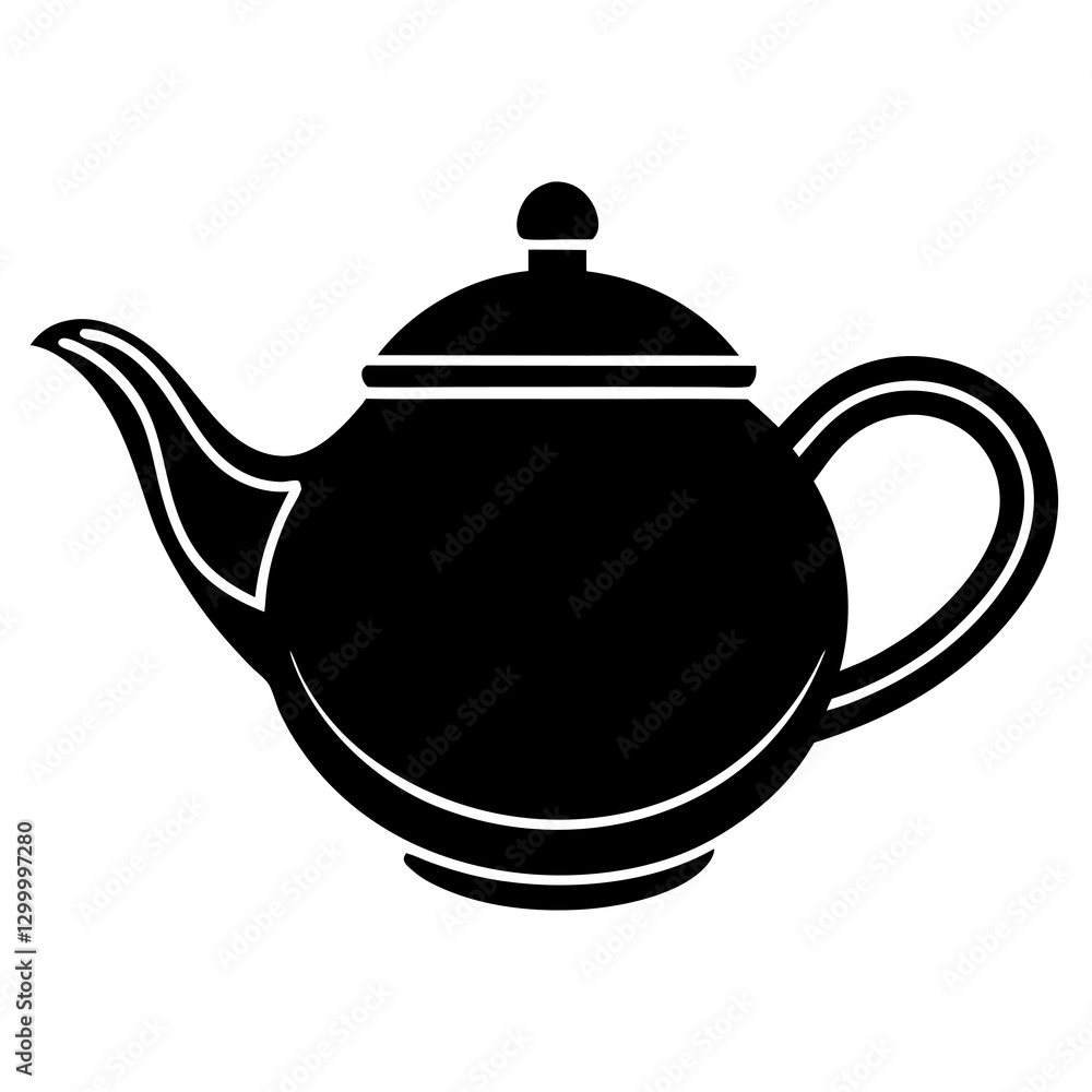 Elegant Tea Pot Silhouette Vector Perfect for Café & Kitchen Themes. Elegant Tea Pot Silhouette Vector Perfect for Café & Kitchen Themes.