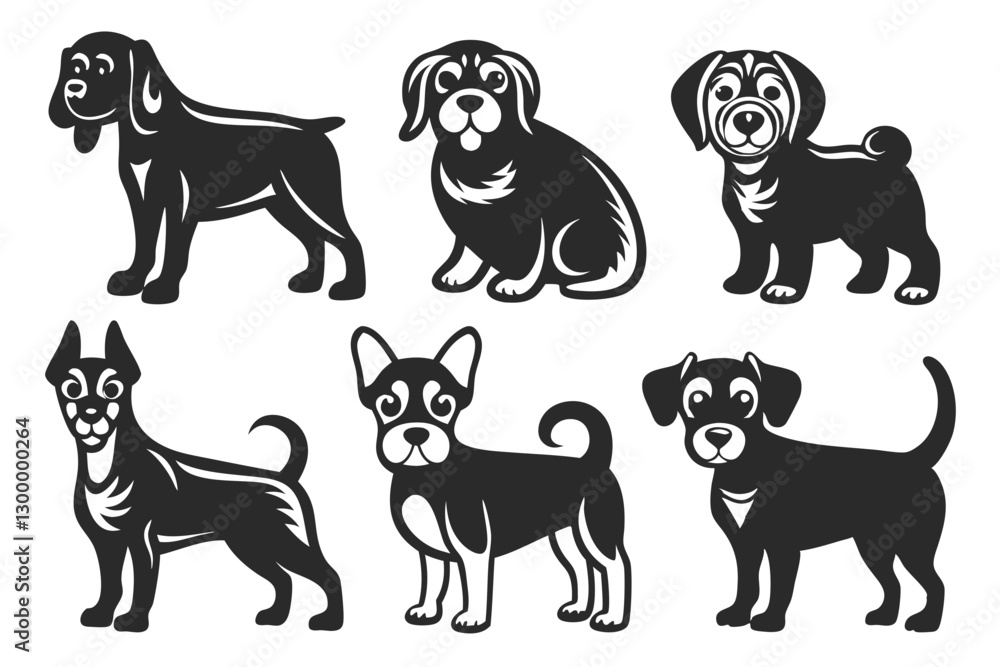 Obraz premium Kids dogs Silhouette vector illustration