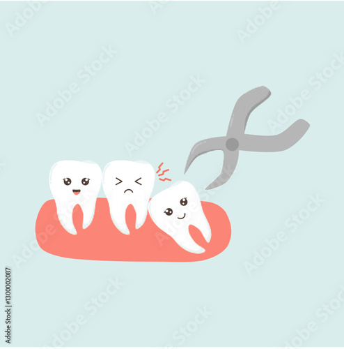 Impacted Wisdom Tooth Extraction. Dental Care Illustration