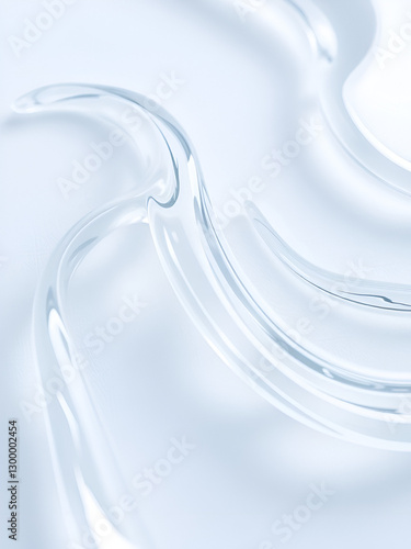 Close-up view of transparent gel with swirling waves on a matte surface for cosmetic product advertisements