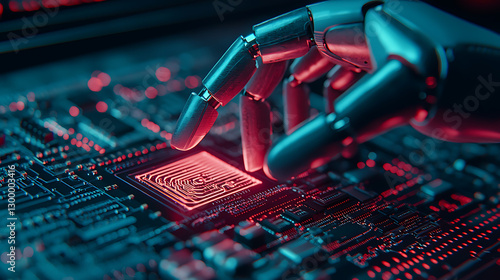 Ai-powered robotic arms assembling electronic devices in high-tech environment close-up view technology concept for innovation