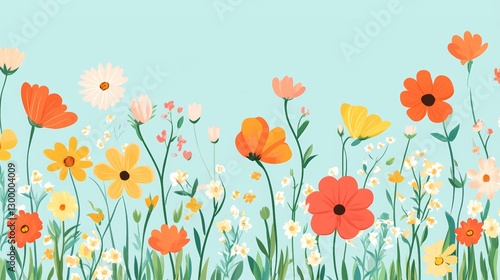 Wallpaper Mural Vibrant Spring Meadow: A Colorful Floral Panorama Torontodigital.ca