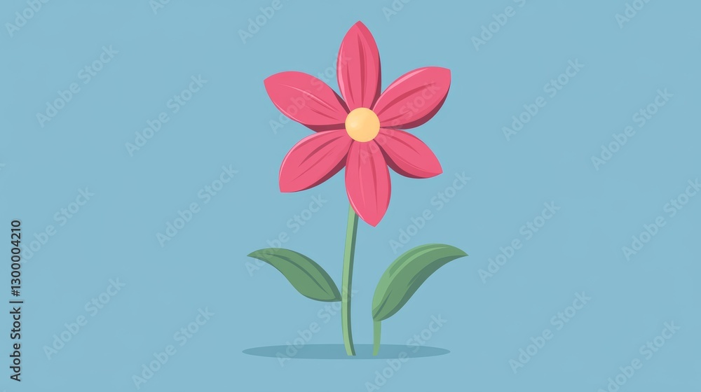 Pretty Pink Flower Bloom, Simple Design, Minimalist Illustration Pretty Pink Flower Bloom, Simple Design, Minimalist Illustration