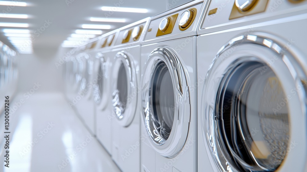 Modern Laundry Room with Sleek Washing Machines in Bright Space Modern Laundry Room with Sleek Washing Machines in Bright Space