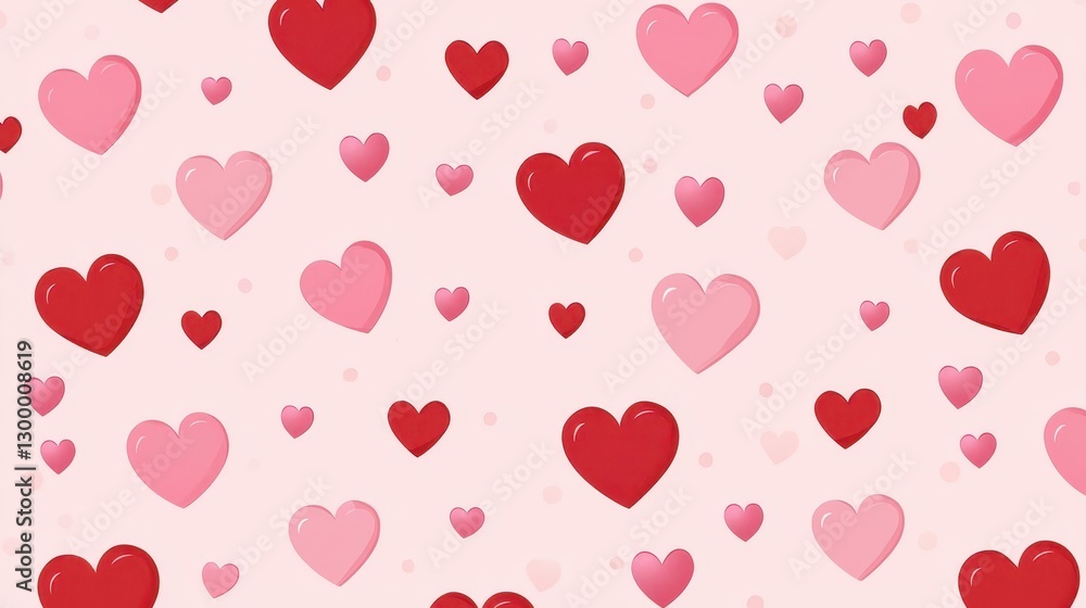 Pink and Red Hearts Pattern Background Illustration Pink and Red Hearts Pattern Background Illustration