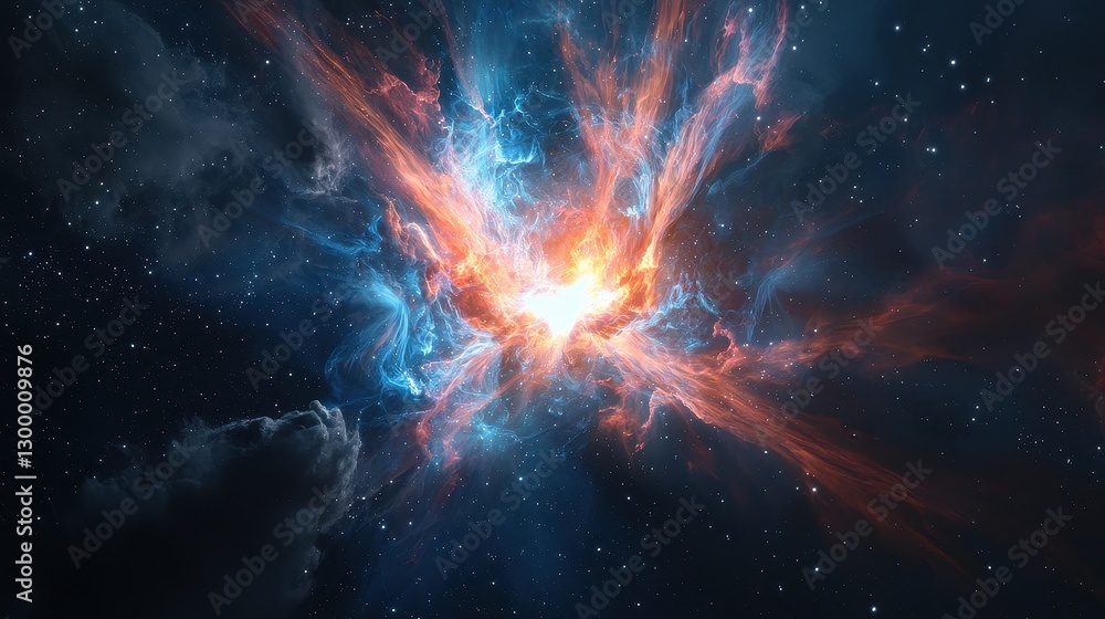 Fototapeta premium Vibrant Cosmic Explosion with Bright Colors in Deep Space