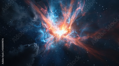 Vibrant Cosmic Explosion with Bright Colors in Deep Space