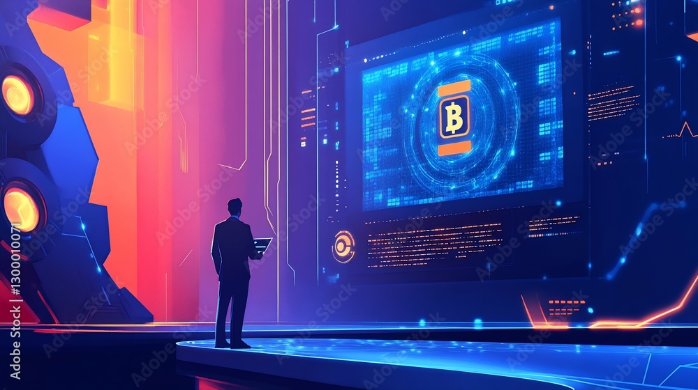 Fototapeta premium Analyzing Bitcoin trends in a futuristic digital financial environment