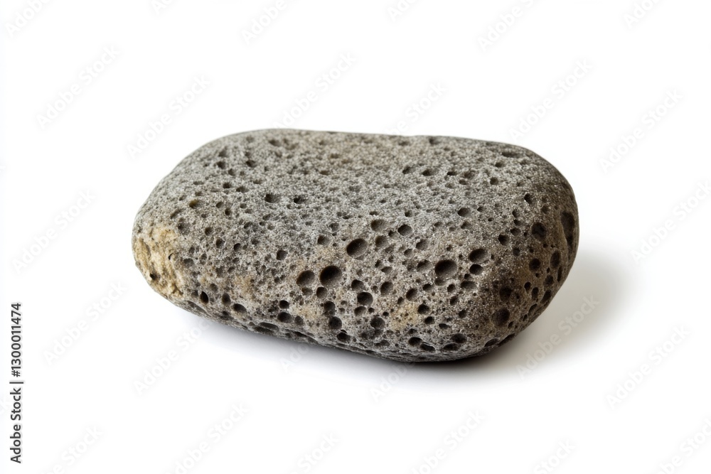 A smooth gray volcanic rock sits on a white background. This natural element symbolizes strength and resilience. Perfect for various creative projects. Generative AI A smooth gray volcanic rock sits on a white background. This natural element symbolizes strength and resilience. Perfect for various creative projects. Generative AI