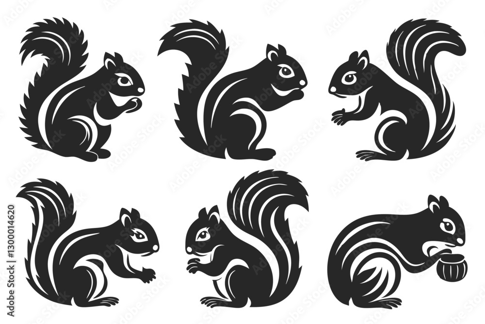 set of Squirrel Silhouette vector illustration set of Squirrel Silhouette vector illustration