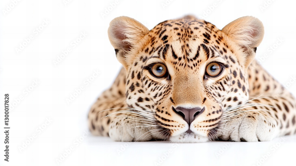 Fototapeta premium Close-up of a resting leopard with intricate fur patterns