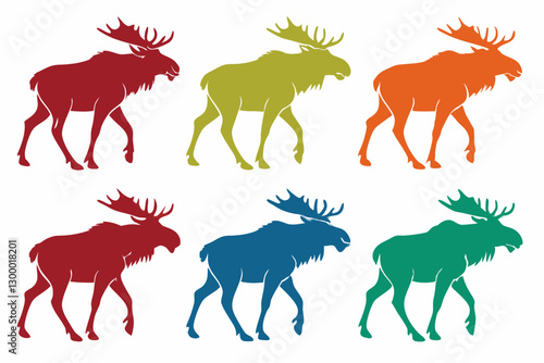 Photography set of Moose Silhouette vector illustration