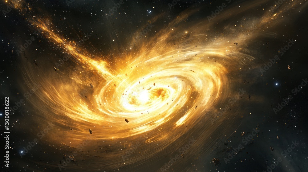 Fototapeta premium A luminous and swirling celestial body in deep space